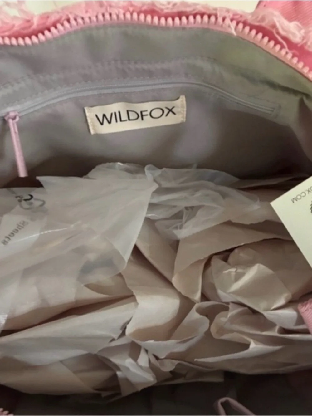 Wildfox Blush Pink Frayed Canvas Tote with Adjustable Strap